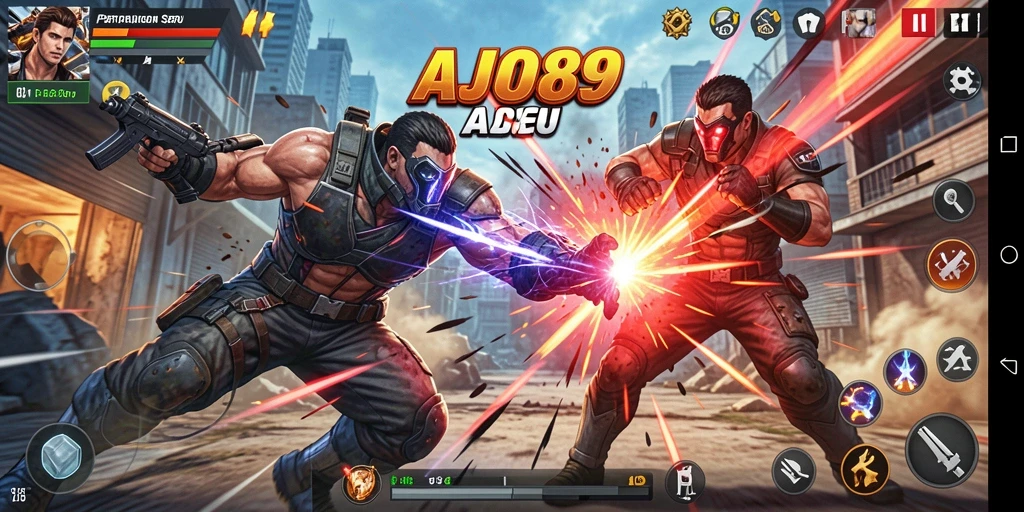 Screenshot AJO89 menunjukkan aksi pertarungan yang intens dan mendebarkan.