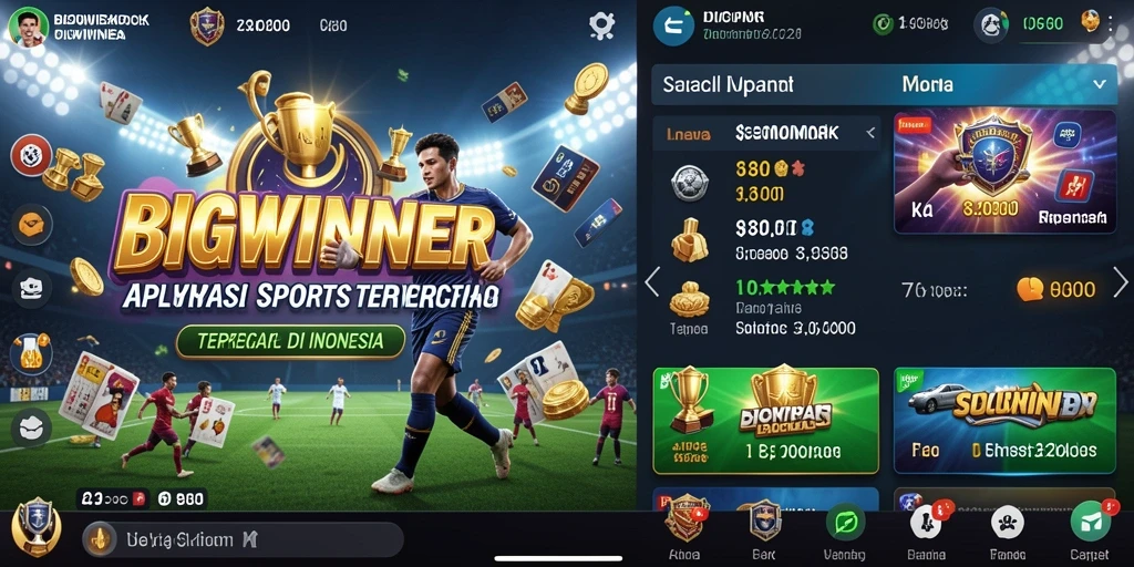 Screenshot gameplay BIGWINNER menampilkan berbagai opsi taruhan olahraga.