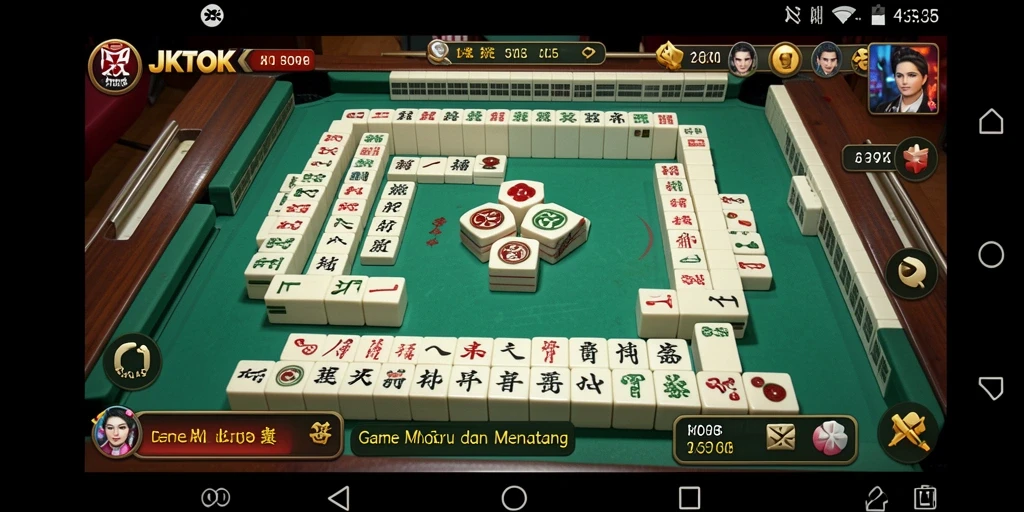 Tampilan gameplay JKTOK yang menarik dengan ubin Mahjong berwarna-warni.
