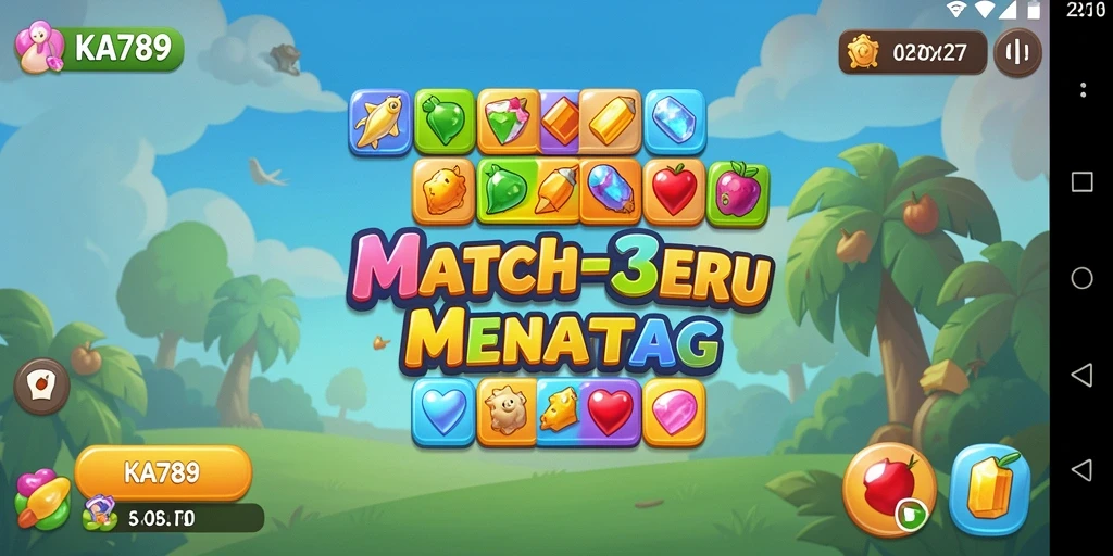 Tampilan gameplay menarik dengan elemen Match-3 yang seru.