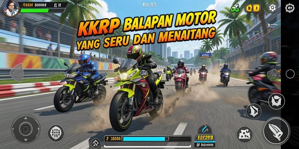 Gameplay menegangkan di balapan motor KKRP yang penuh adrenalin.