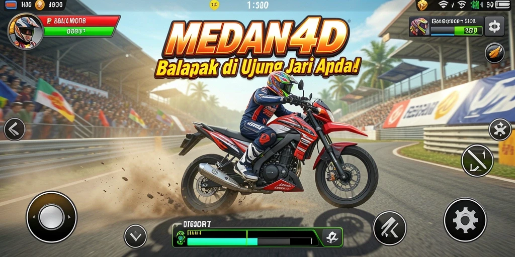 Screenshot gameplay MEDAN4D yang menampilkan balapan motor aksi tinggi.