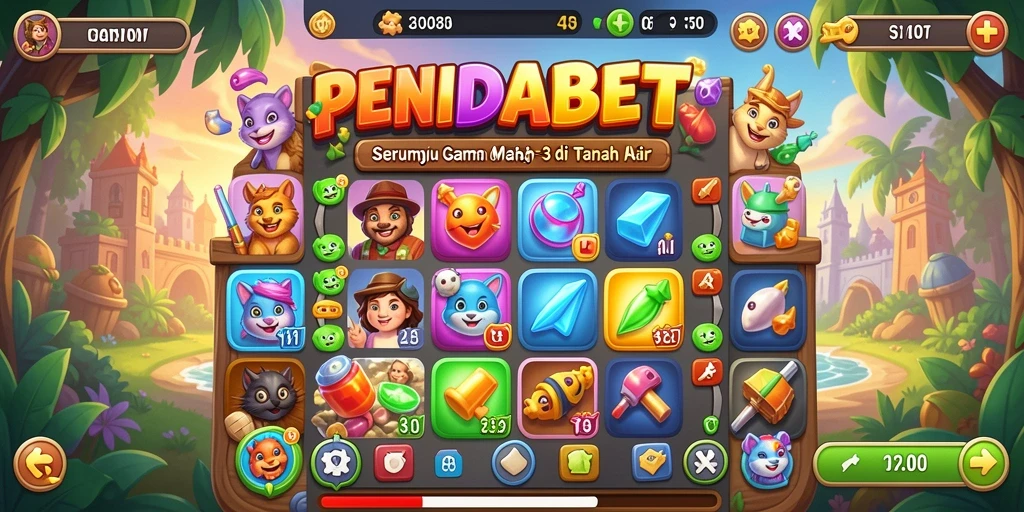 Tangkapan layar gameplay PENIDABET yang menunjukkan keseruan mencocokkan item.